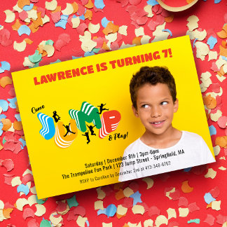 Photo Jump Play Trampoline Park Party Birthday   Invitation