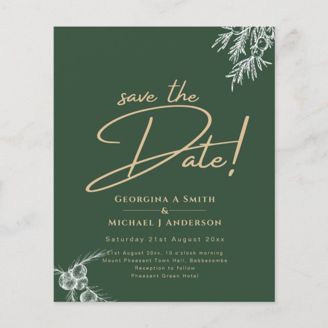 Photo JUNIPER GREEN Wedding Save The Date Flyer (Front)