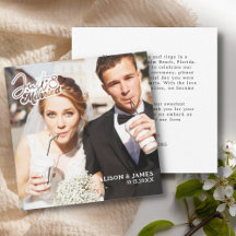 Photo Just Married Wedding Announcement Thank you