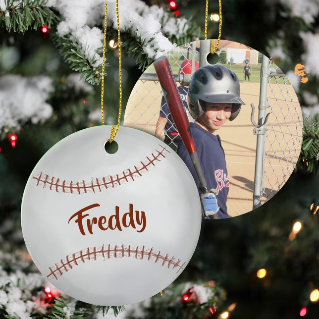 Photo Keepsake Baseball Personalized  Ceramic Tree Decoration (Baseball Photo Personalized Ornament.)