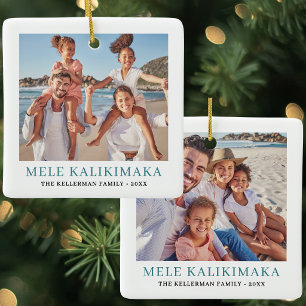 Photo Keepsake Beach Vacation 2 Sided Christmas Ceramic Ornament