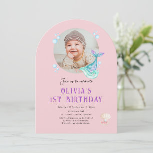 Photo Kids Birthday Invitation, pink Invitation