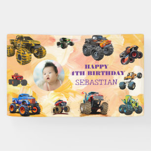 Photo Kids Monster Trucks boy Birthday Party  Banner