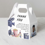 Photo Kids Movie Night Birthday Party Thank You Favour Box<br><div class="desc">Make your kid's birthday party even more special with our cinema-themed thank you favour boxes! These boxes are perfect to give out to the kids fill them with cinema snacks to add to the cinema experience. The design features a photo of the birthday kid, an editor's board, reel of tape,...</div>