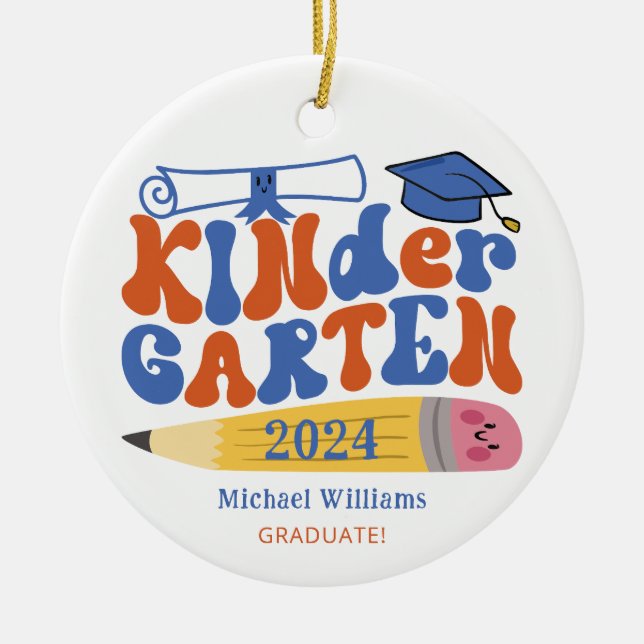Photo Kindergarten Graduation Ceramic Tree Decoration (Front)