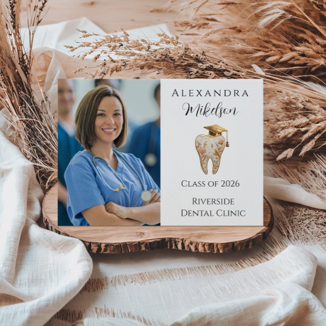 Photo Kintsugi Floral Tooth Graduation Party Announcement (Creator Uploaded)