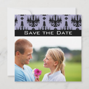 Photo Lavender & Black Chandelier Save the Date Invitation