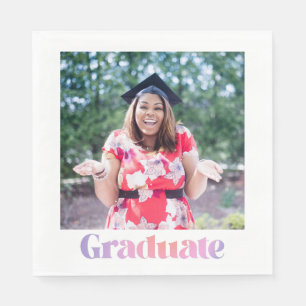 Photo Lavender Pink Bold Graduate Girl Graduation Napkin