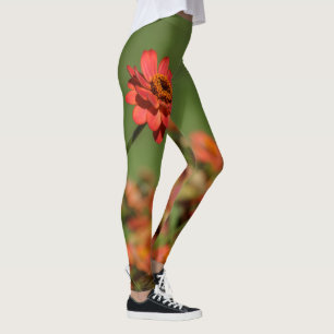 Photo leggings a red flower