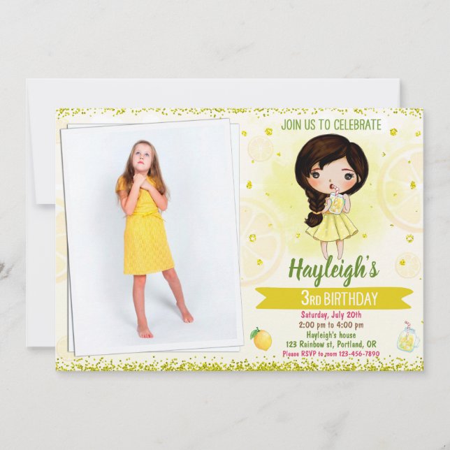 Photo Lemon invitation Fruit birthday invitation (Front)