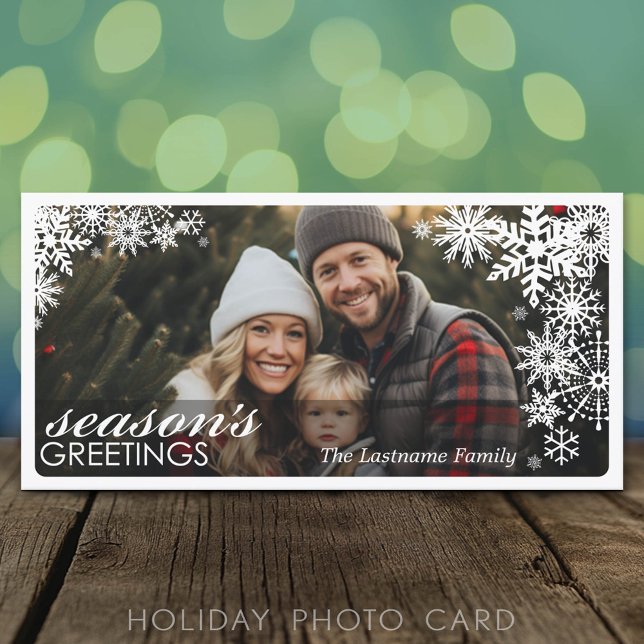 Photo - Let It Snow - simple snowflake overlay Holiday Card (Classic Holiday Photo Card)
