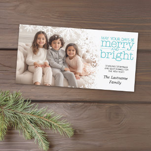 Photo - Let It Snow - white snowflakes Holiday Card