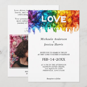 🌈 Photo LGBTQ Painted With Love wedding  Invitation