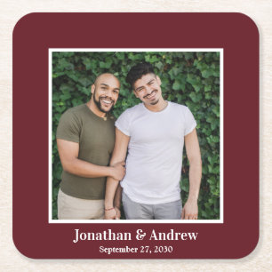 Photo LGBTQ Wedding Square Paper Coaster