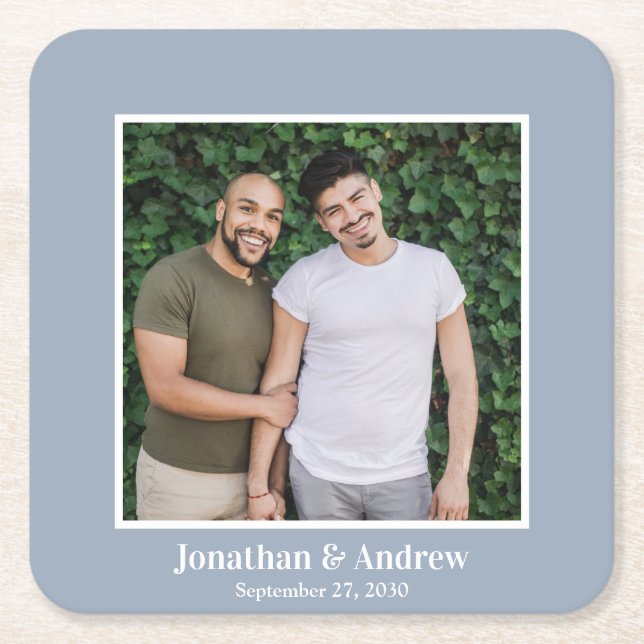 Photo LGBTQ Wedding Square Paper Coaster (Front)