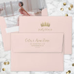 Photo Lined Quinceañera Pre-Addressed Blush & Gold Envelope<br><div class="desc">Add a stylish personalised touch to Quinceañera invitations, announcement cards, save the dates and thank you notes with unique photo-lined pre-addressed envelopes. The picture and all wording on this template are simple to customise. The colours and font styles are easy to change with the Zazzle Design Editor tool. The blush...</div>