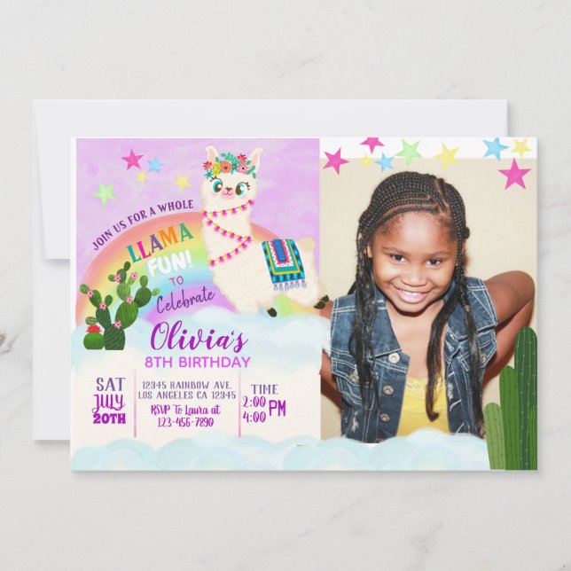 PHOTO Llama Birthday Invitation (Front)