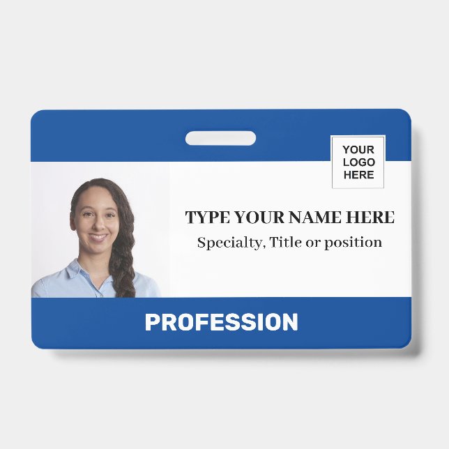 Photo Logo Barcode Name | Personalised Employee ID Badge (Front)