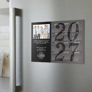 Photo Logo Black Grey Calendar 2027 Magnetic Card