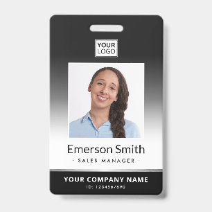 Photo logo grey gradient modern employee id badge