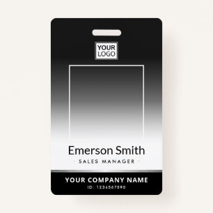 Photo logo grey gradient modern employee id badge