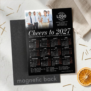 Photo Logo Holidays Black 2027 Magnetic Card