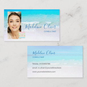Photo Logo Ocean Beach Sea Travel Blue Business Card