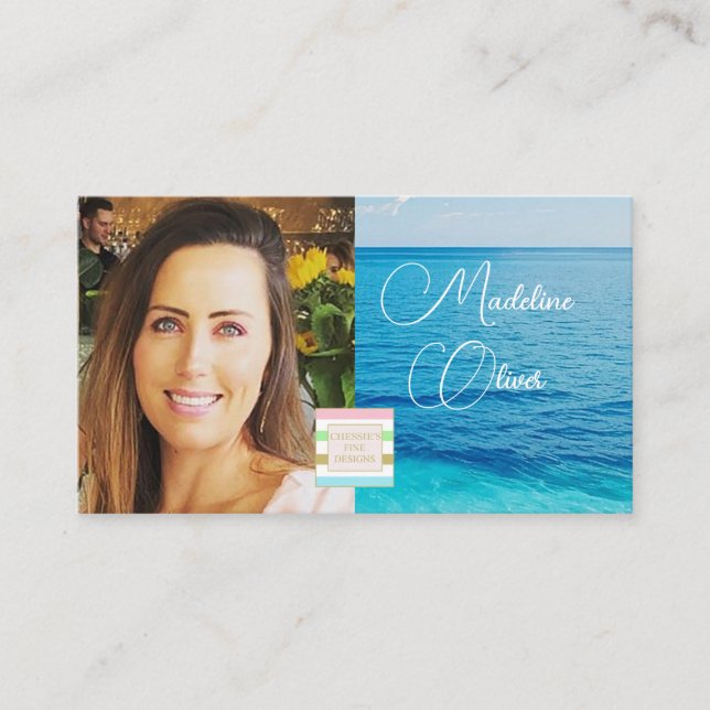 Photo Logo Ocean Blue Sea Travel  Business Card (Front)