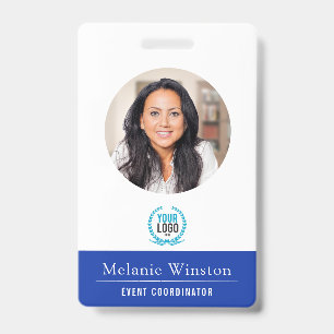 Photo Logo Professional Office Blue ID Badge