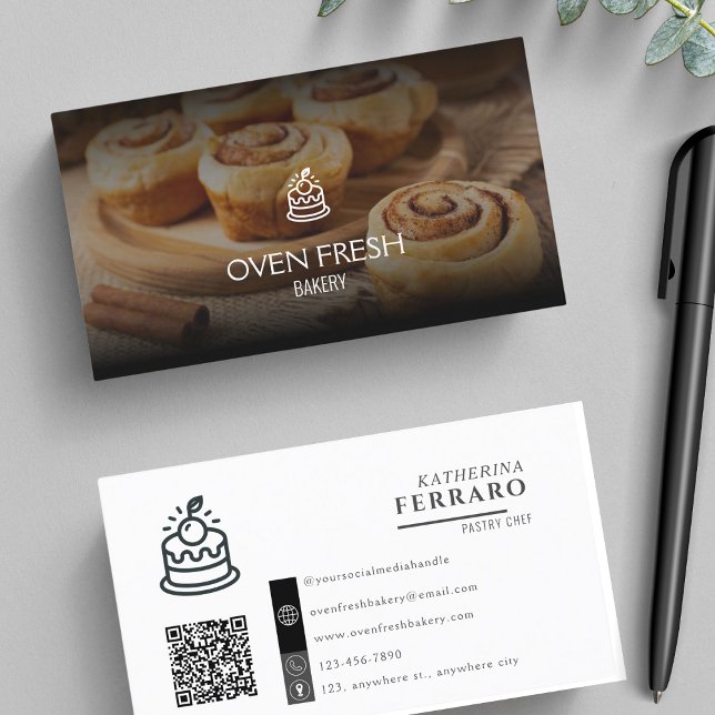 Photo Logo QR Code Bakery  Business Card (Creator Uploaded)
