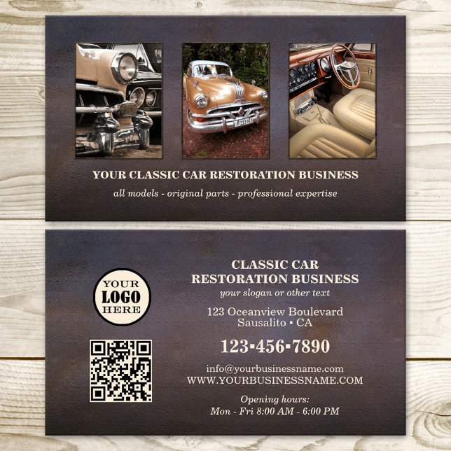 Photo Logo QR Code Classic Car Business Card (Creator Uploaded)