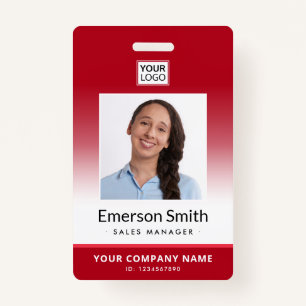 Photo logo red gradient modern employee id badge