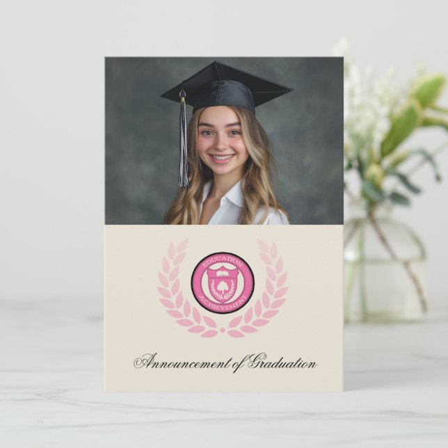 Photo Logo School College Graduation Announcements (Standing Front)