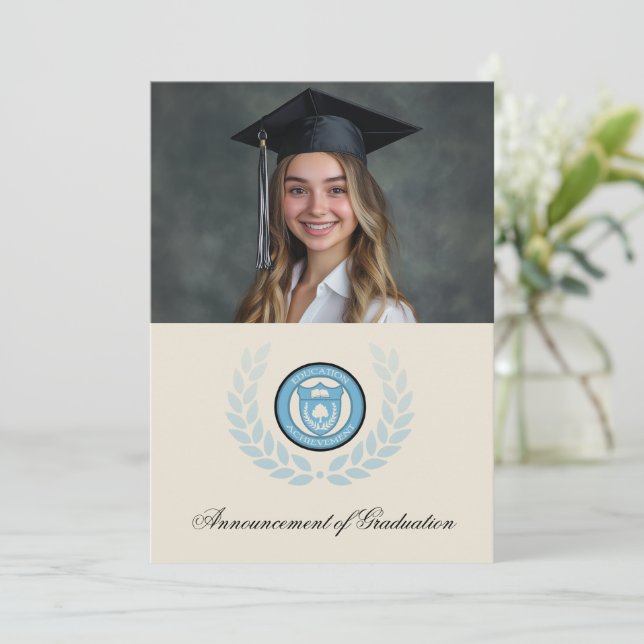Photo Logo School College Graduation Announcements (Standing Front)