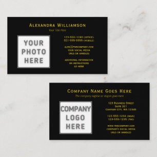 Photo Logo Template Horizontal Elegant Gold Black Business Card