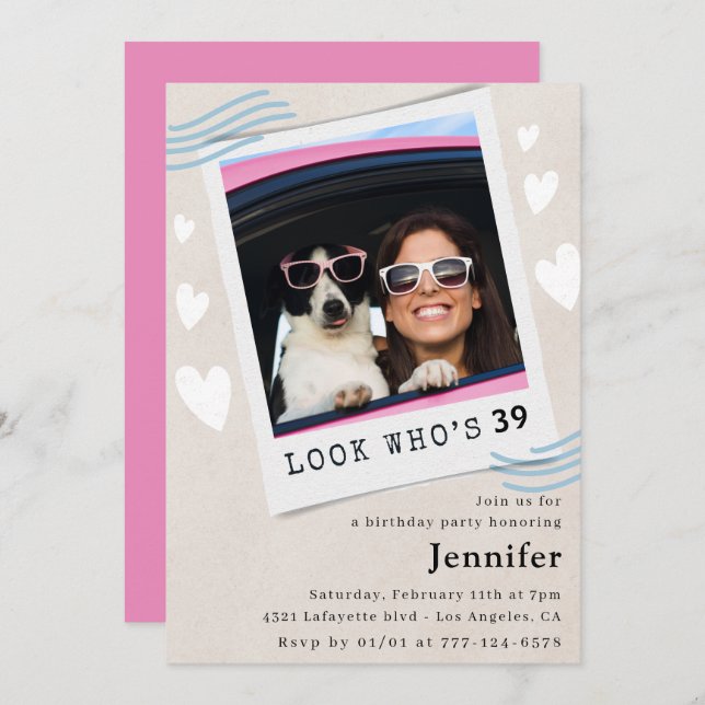 Photo  Look who's turning 39th birthday Invitation (Front/Back)