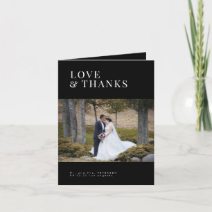 Photo love and thanks modern minimalist wedding thank you card