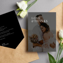 Photo love and thanks modern typography wedding