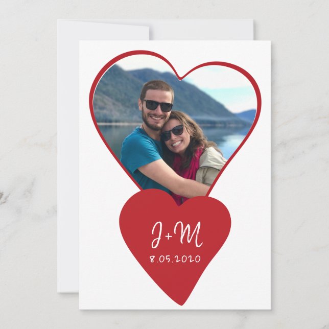 Photo love couple initials heart Valentine's Day Holiday Card (Front)