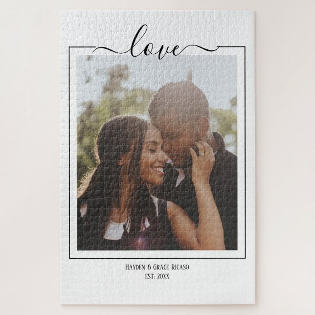 Photo Love typography unique personalised DIY Jigsaw Puzzle (Vertical)