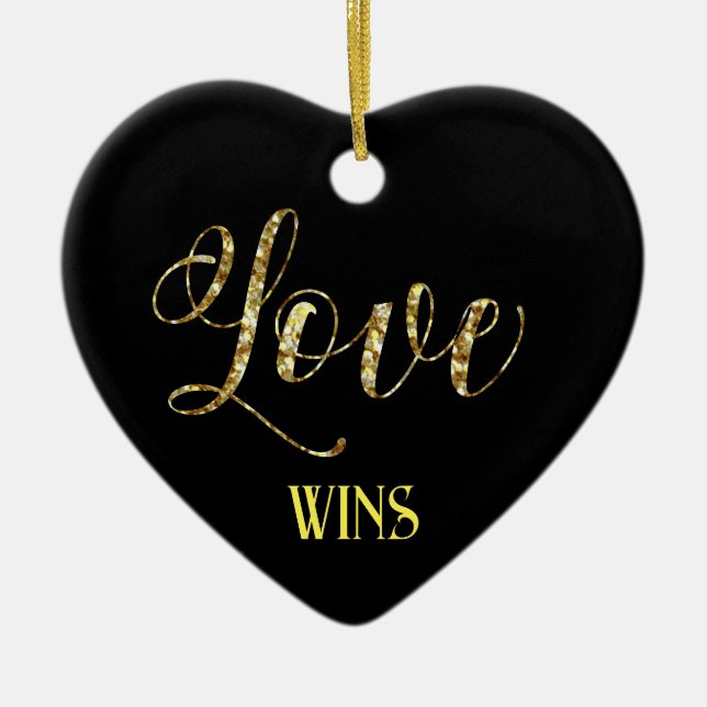 *~*  PHOTO LOVE WINS Glitter Christmas Ornament (Front)