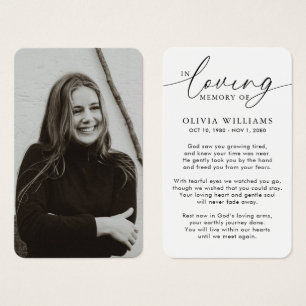 Photo Loving Memory Funeral Memorial Prayer Cards