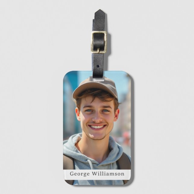 photo luggage tags with custom name  (Front Vertical)