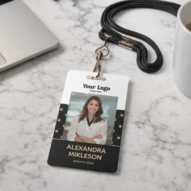 Photo Luxury Minimal Crown Pattern ID Badge (Creator Uploaded)