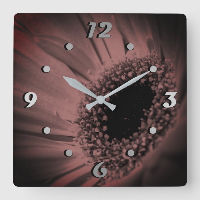 Photo, macro square wall clock (Front)