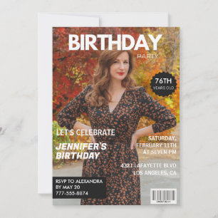 Photo Magazine Cover for her 76th birthday Invitation