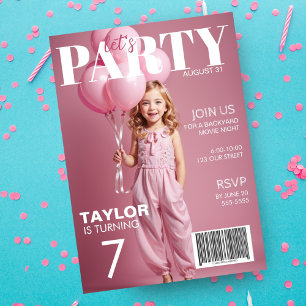 Photo Magazine Style Kids Birthday Invitation