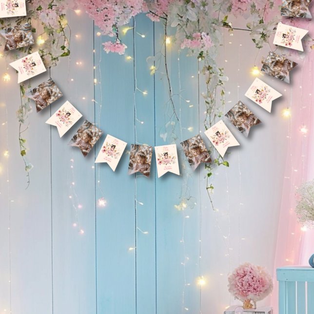 Photo Magical Fairy Floral Garden 1st Birthday Bunting (Creator Uploaded)