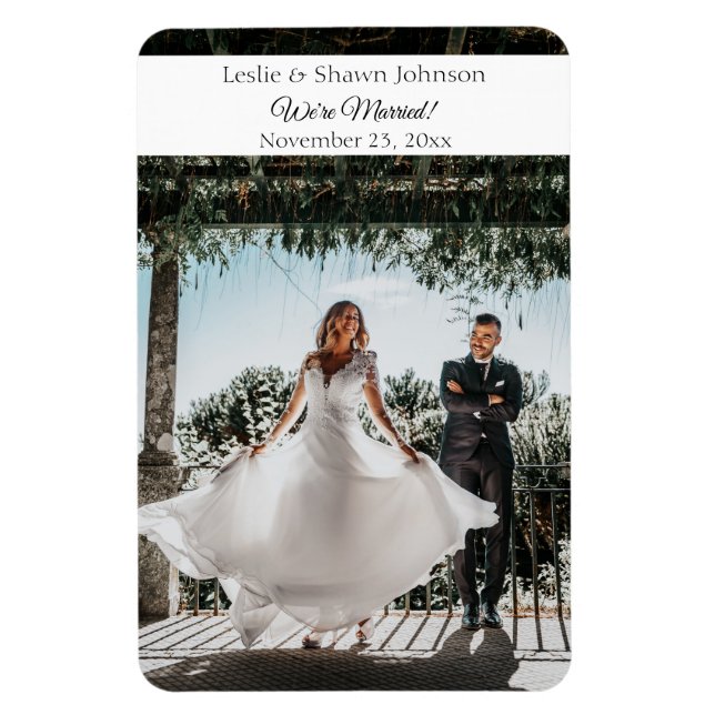 Photo Magnet Modern Wedding Announcement Magnet (Vertical)