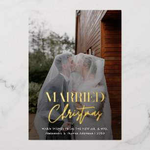 Photo Married Christmas Newlyweds Red Plaid